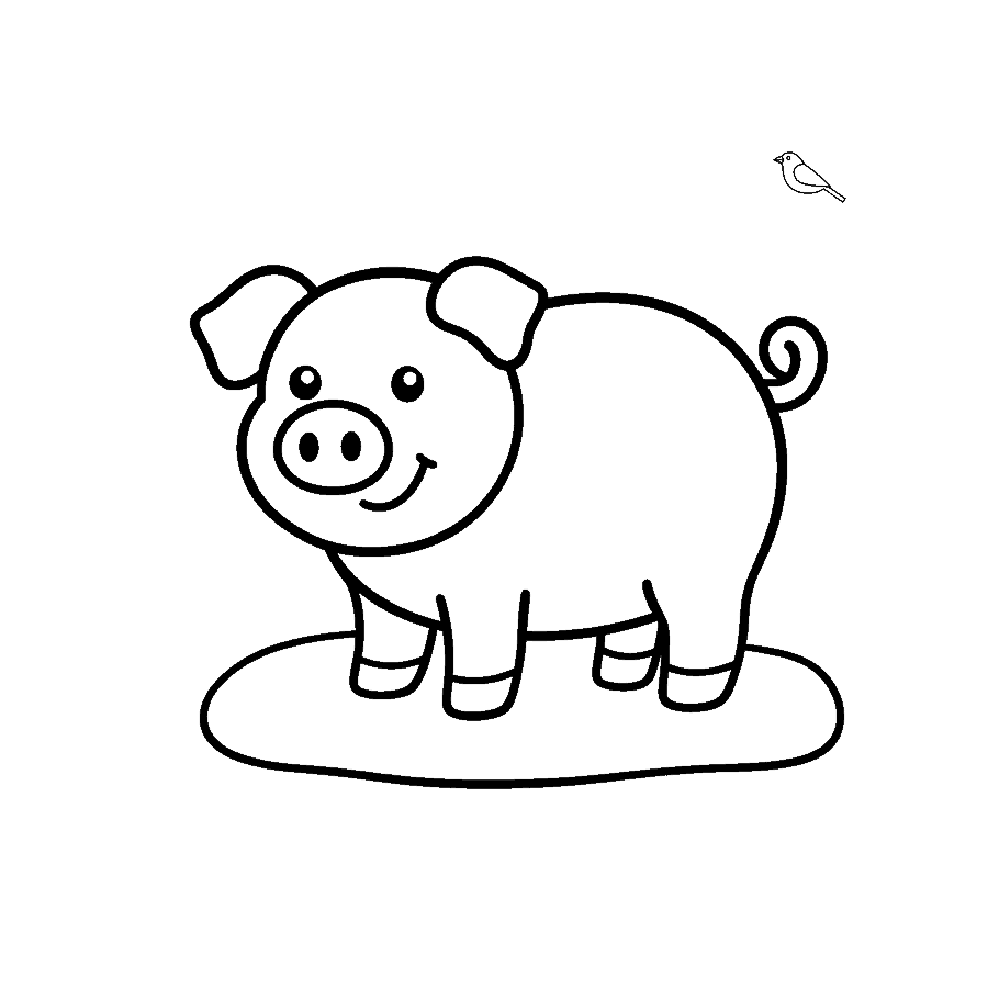 Malseite: Das Schwein. Irgendwo sitzt ein kleiner Vogel.